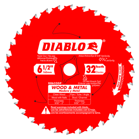 Diablo Tools 6-1/2" X 32-Teeth Carbide Saw Blade For Wood And Metal - Ace Tool Group - Diablo