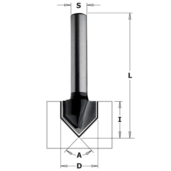 CMT 85801 Contractor V-Grooving Bit 7/16-inch Diameter, 60¼ Cutting Angle, 1/4-inch shank - Ace Tool Group - CMT