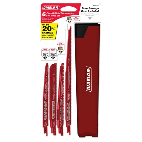 Diablo Tools 6 Pc Bi-Metal Reciprocating Saw Blade Set For Wood And Metal Demolition (6-Piece) - Ace Tool Group - Diablo