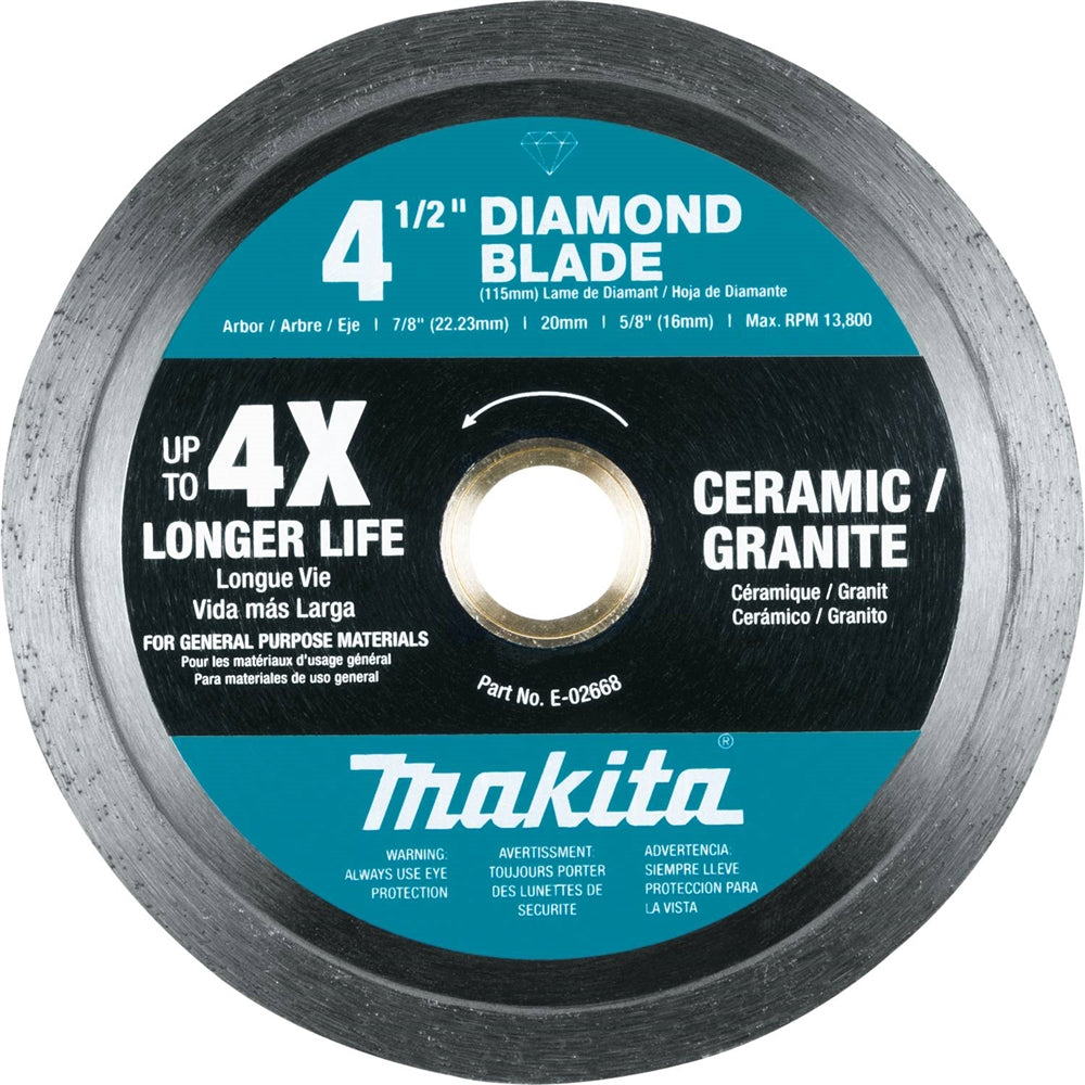Makita E-02668 4-1/2in. Diamond Blade, Cont. Rim - Ace Tool Group - Makita
