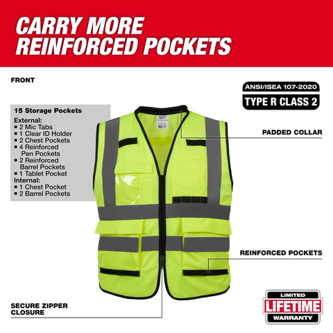 Milwaukee 48-73-5042 High Visibility Yellow Performance Safety Vest - L/XL
