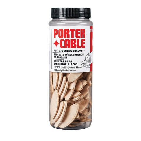 Porter Cable No. 20 Plate Joiner Biscuits - 100 Per Tube , Brown - Ace Tool Group - Porter Cable