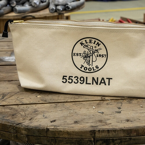 Klein 5539LNAT Canvas Bag with Zipper, Large Natural - Ace Tool Group - Klein