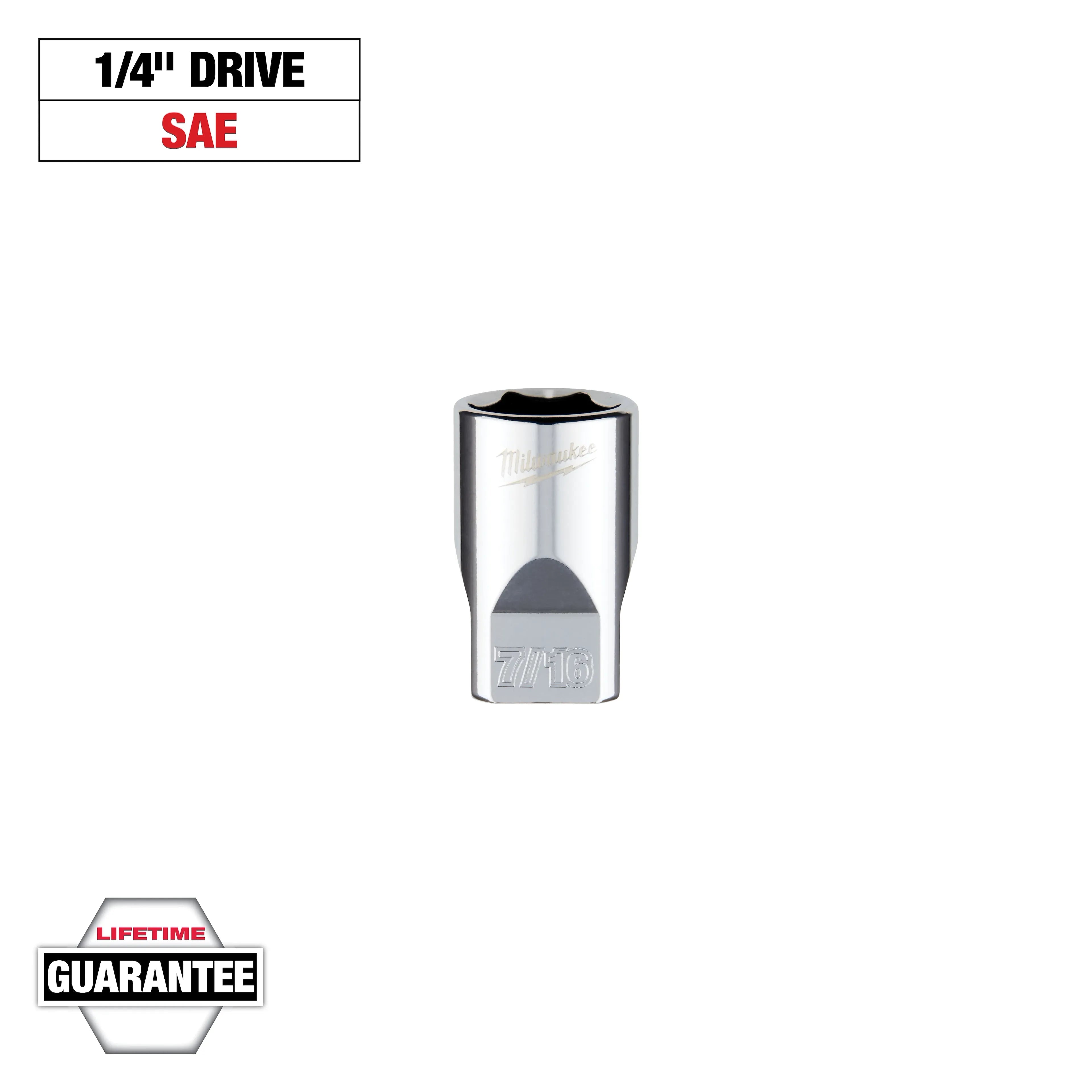 Milwaukee 45-34-9008 1/4 in. Drive 7/16 in. SAE 6-Point Socket - Ace Tool Group - Milwaukee