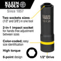 Klein 66061 2-in-1 Impact Socket, 6-Point, 1/2 3/8 in. - Ace Tool Group - Klein