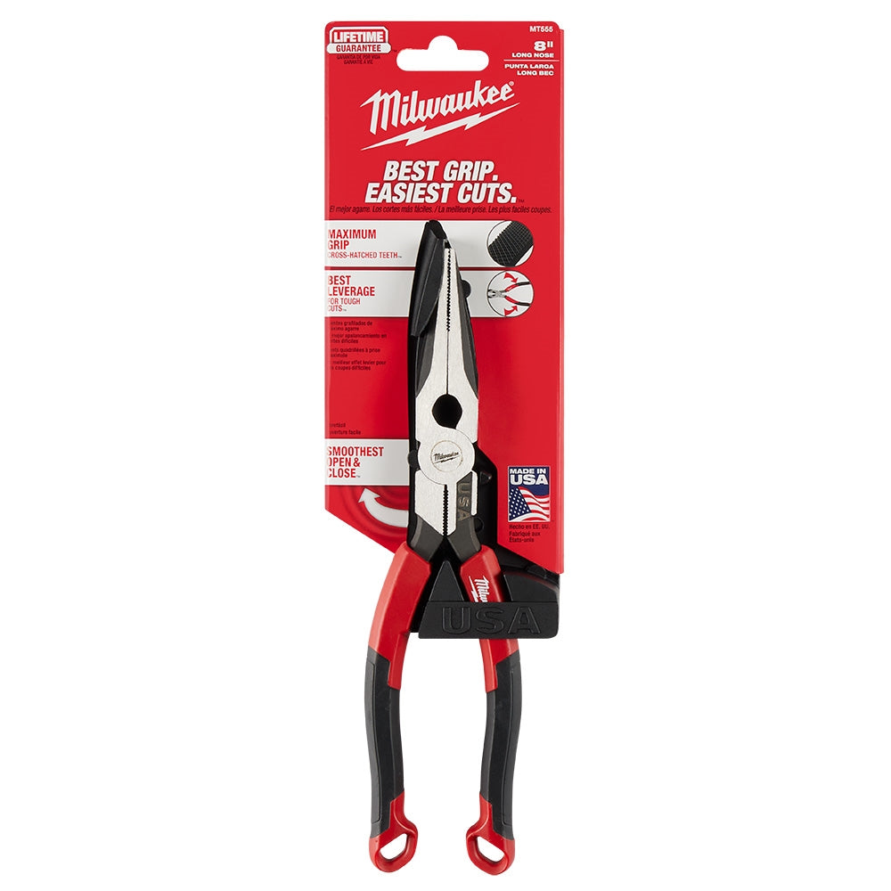 Milwaukee MT555 8" Long Nose Comfort Grip Pliers (USA) - Ace Tool Group - Milwaukee