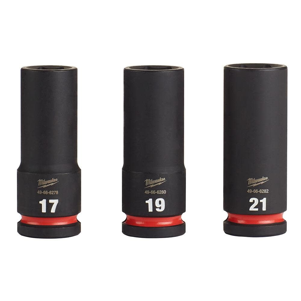 Milwaukee 49-66-7025 3PC SHOCKWAVE Impact Duty  1/2" Drive Metric Deep 6 Point Socket Set - Ace Tool Group - Milwaukee