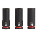 Milwaukee 49-66-7025 3PC SHOCKWAVE Impact Duty  1/2" Drive Metric Deep 6 Point Socket Set - Ace Tool Group - Milwaukee