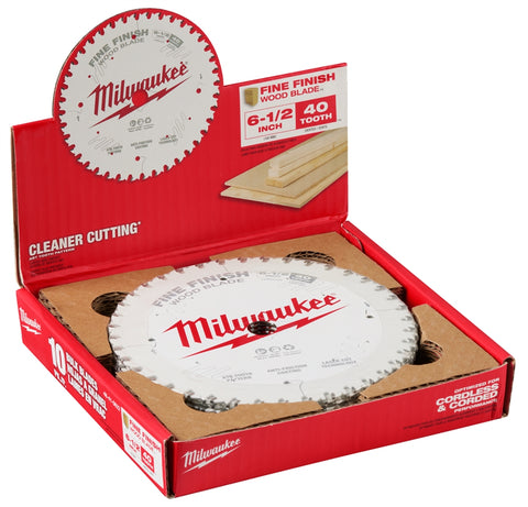 Milwaukee 48-41-0622 6-1/2" 40T Fine Finish Circular Saw Blade Bulk 10 - Ace Tool Group - Milwaukee