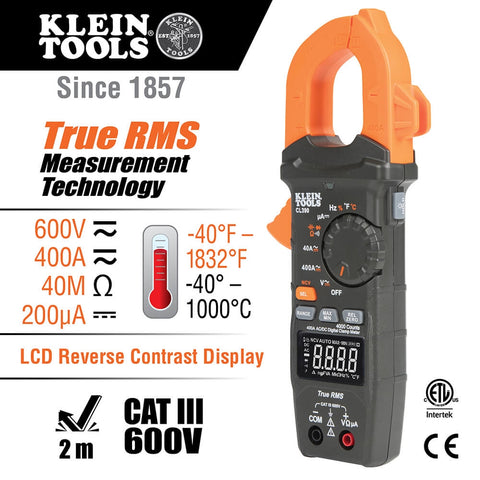 Klein CL390 AC/DC Digital Clamp Meter, Auto-Ranging - Ace Tool Group - Klein