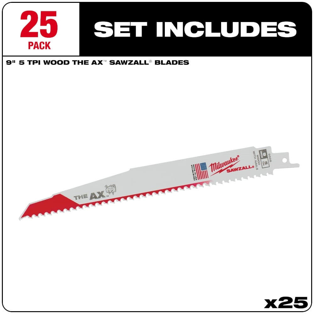 Milwaukee 48-00-8026 9 in. 5 TPI Ax Sawzall Blades - Ace Tool Group - Milwaukee