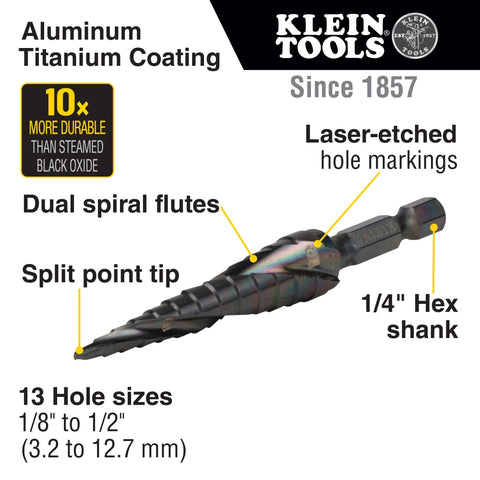 Klein Tools QRST01 Quick Release Step Bit 1/2" - Ace Tool Group - Klein