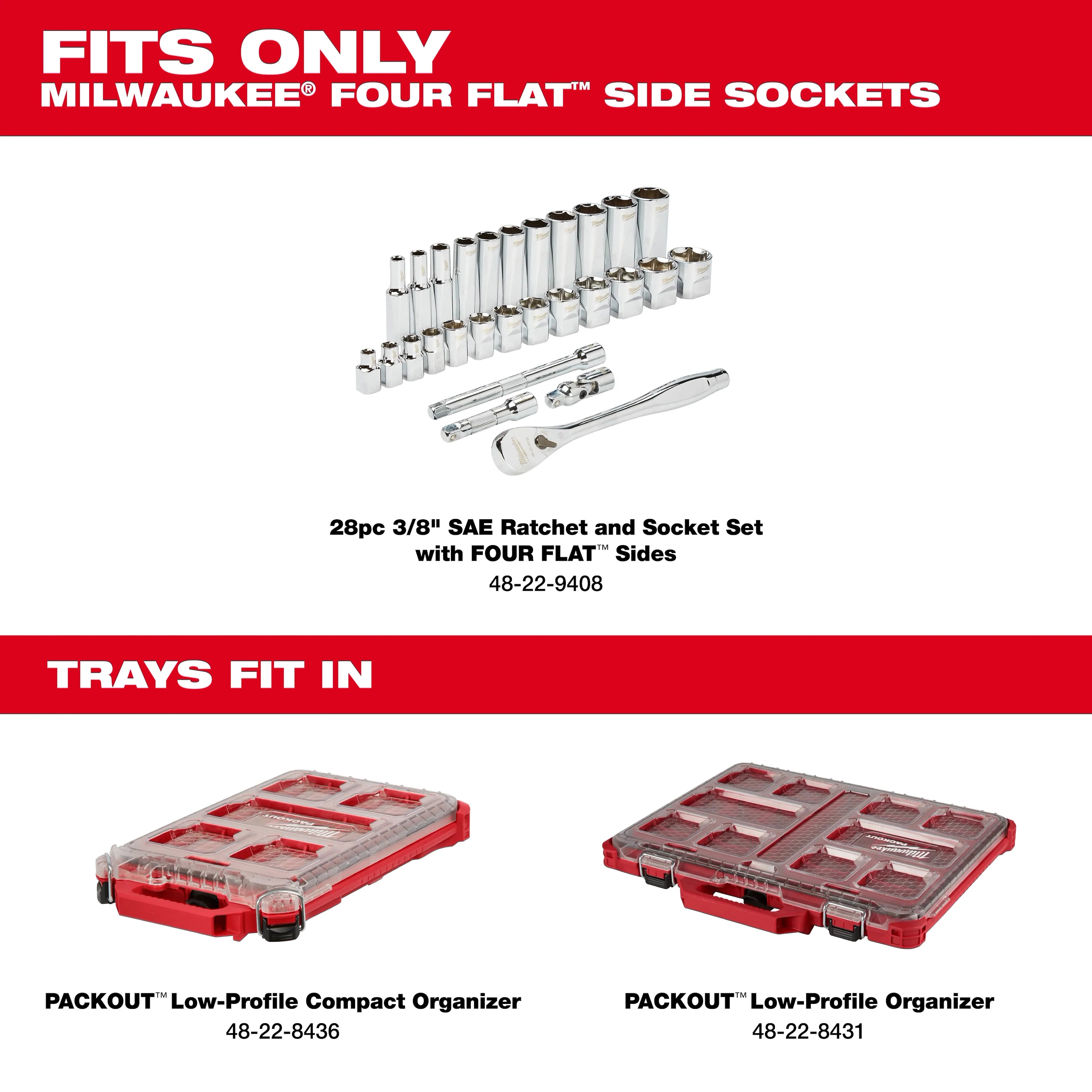 Milwaukee 48-22-9481T 28pc 3/8 in. Drive/Socket Tray - Ace Tool Group - Milwaukee