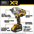 DeWalt DCF964GH1 20V MAX* XR Brushless Cordless 3/4 In High Torque Impact Wrench with Hog Ring Anvil Kit - Ace Tool Group - DeWalt