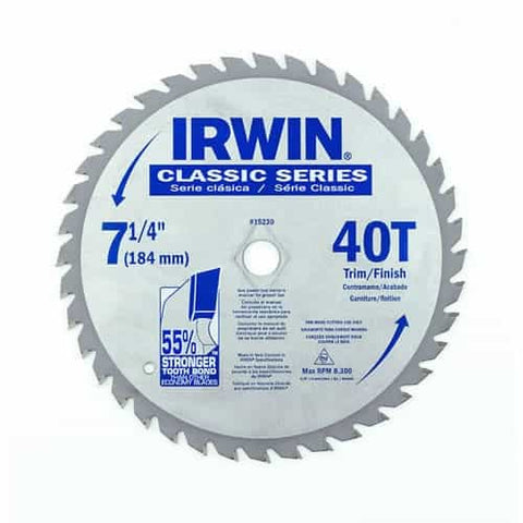 Irwin 15230ZR 7-1/4 In. 40-Tooth Classic Series Portable Corded Carbide Saw Blade - Ace Tool Group - Irwin