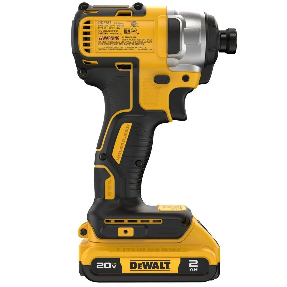 DeWalt DCF787D1 20V MAX Brushless Cordless 1/4 Inch Impact Driver Kit
