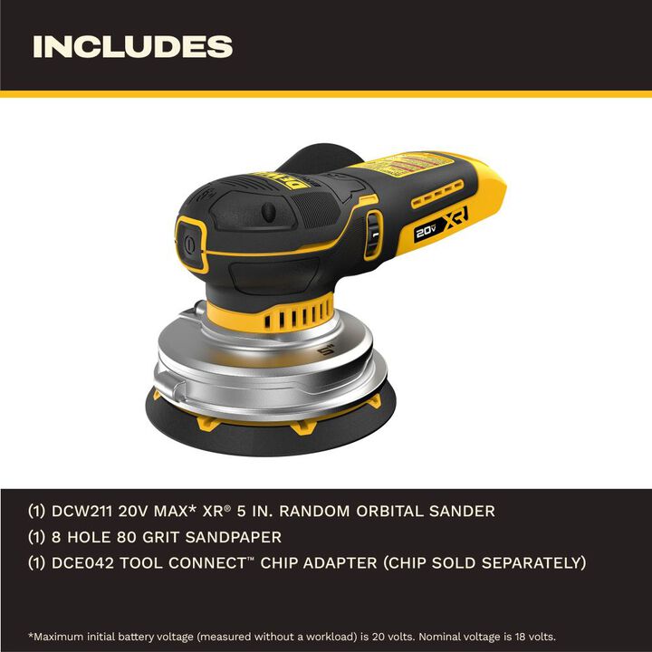 Dewalt DCW211B 20V MAX* XR® 5 In. Random Orbital Sander (Tool Only)