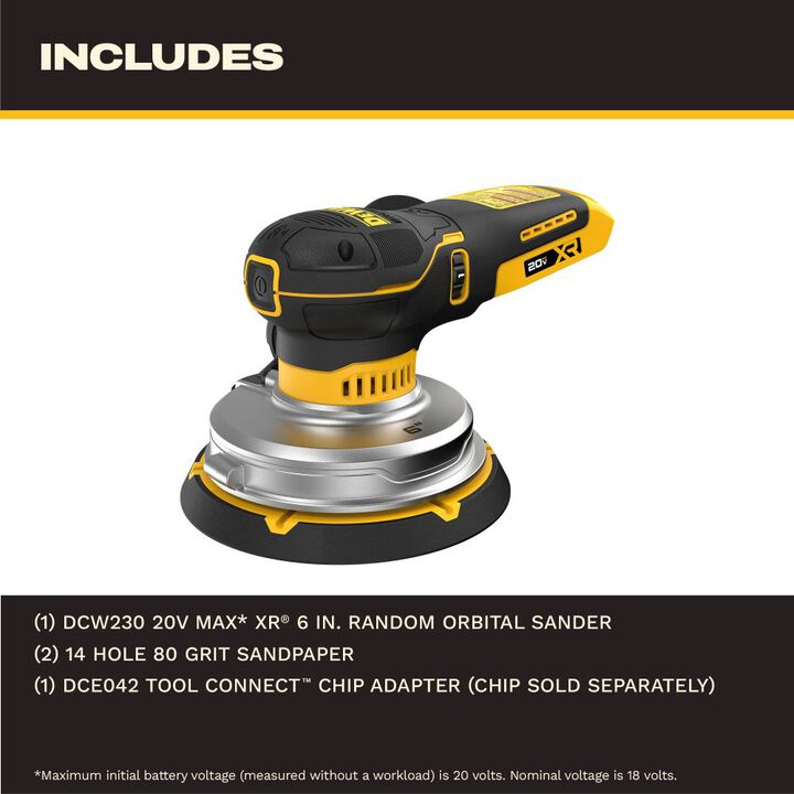 Dewalt DCW230B 20V MAX* XR® 6 In. Random Orbital Sander (Tool Only)