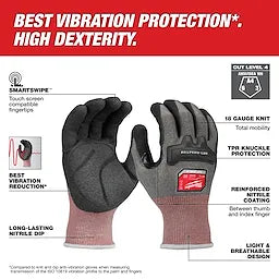 Anti-Vibration Cut Level 4 High Dexterity Nitrile Dipped Glove - Ace Tool Group - Milwaukee