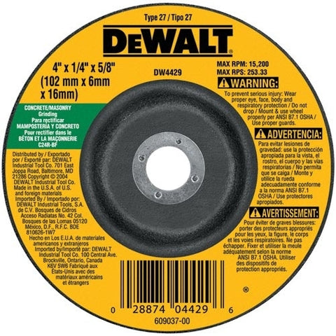 Dewalt Dw4429 4" Concrete Grinding Wheel (25) - Ace Tool Group - DeWalt