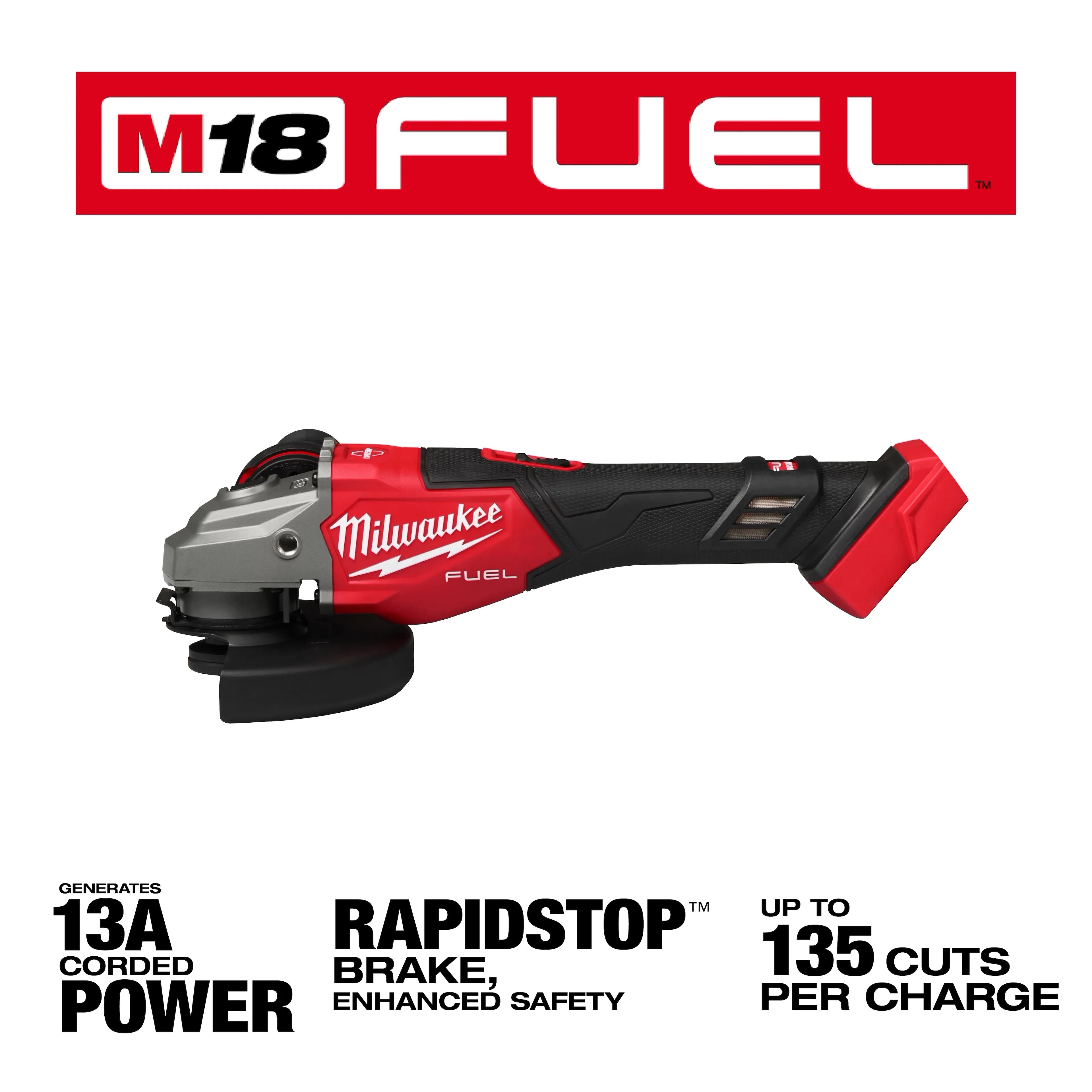 Milwaukee 3671-20 M18 FUEL 4-1/2"-6" Braking Grinder, Slide Switch - Ace Tool Group - Milwaukee