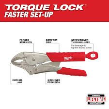 Milwaukee 48-22-3405 5" TORQUE LOCK CURVED JAW LOCKING PLIERS WITH GRIP - Ace Tool Group - Milwaukee
