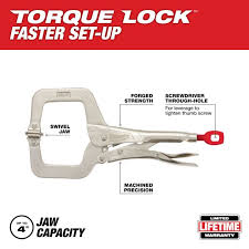 Milwaukee 48-22-3521 11" TORQUE LOCK LOCKING C-CLAMP WITH SWIVEL JAWS - Ace Tool Group - Milwaukee