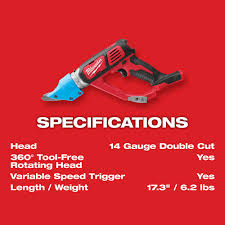 Milwaukee 2636-20 M18 14 Gauge Double Cut Shear - Ace Tool Group - Milwaukee