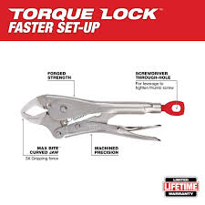 Milwaukee 48-22-3610 10" TORQUE LOCK MAXBITE  CURVED LOCKING PLIERS - Ace Tool Group - Milwaukee