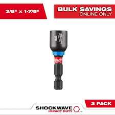 Milwaukee 49-66-4705 SHOCKWAVE Impact Duty 3/8" x 1-7/8" Magnetic Nut Driver BULK 10