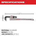 Milwaukee 48-22-7224 24 in. Aluminum Pipe Wrench - Ace Tool Group - Milwaukee