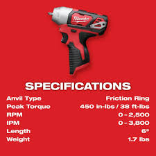 Milwaukee 2463-20 M12 3/8" IMPACT WRENCH - BARE TOOL