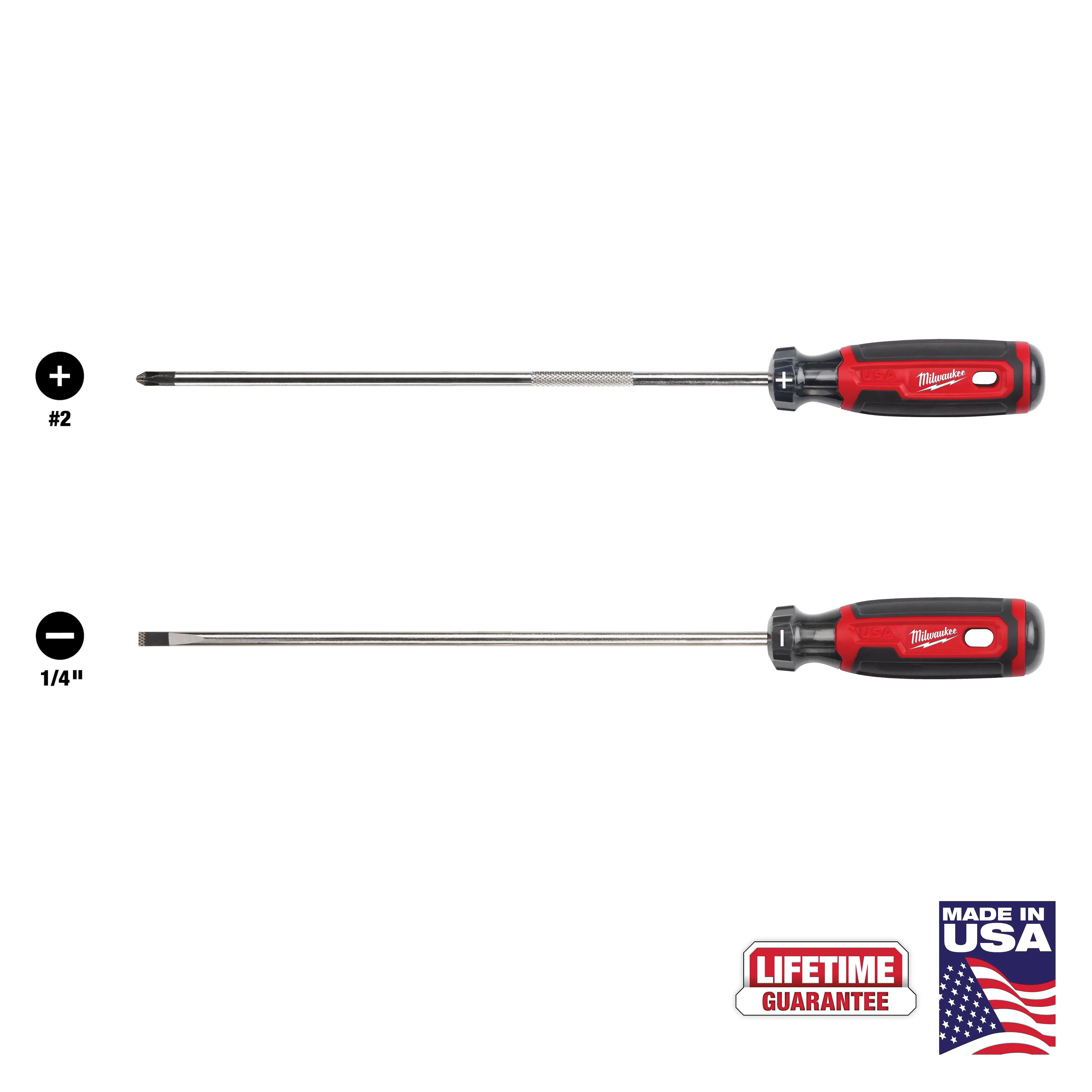 Milwaukee MT200-2M  2 PC. 6" Cushion Grip Screwdriver Set (USA) - Ace Tool Group - Ace Tool Group