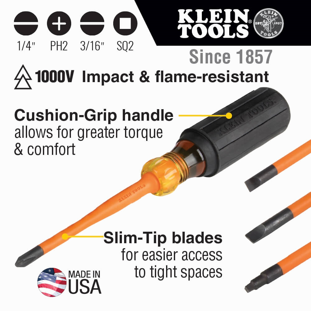 Klein 33734INS Slim-Tip Insulated Screwdriver Set - Ace Tool Group - Klein