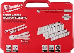 Milwaukee 48-22-9004 1/4" Drive 50pc Ratchet & Socket Set - SAE & Metric - Ace Tool Group - Milwaukee
