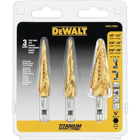 Dewalt Dwa1790Ir 3 Piece Impact ReadyãÂ® Step Drill Bit Set - Ace Tool Group - DeWalt