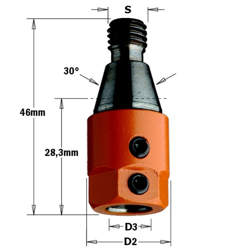CMT 303.000.01 Boring Bit Adaptor, 10mm Bit Diameter - Ace Tool Group - CMT