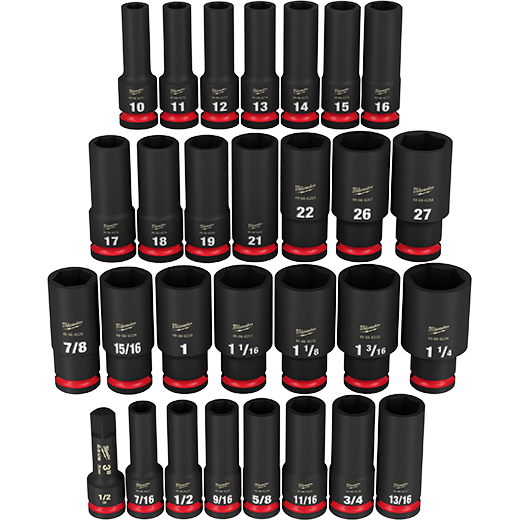Milwaukee 49-66-7016 29PCSHOCKWAVE Impact Duty 1/2" Drive SAE & Metric Deep 6 Point Socket Set - Ace Tool Group - Milwaukee