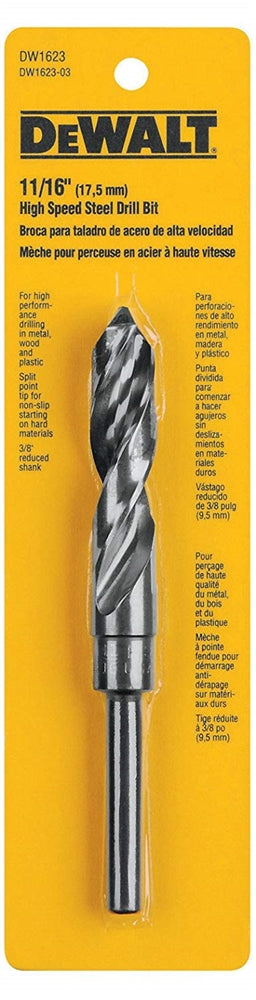Dewalt Dw1623 11/16" Reduced Shank Black Oxide Drill Bit (5) - Ace Tool Group - DeWalt