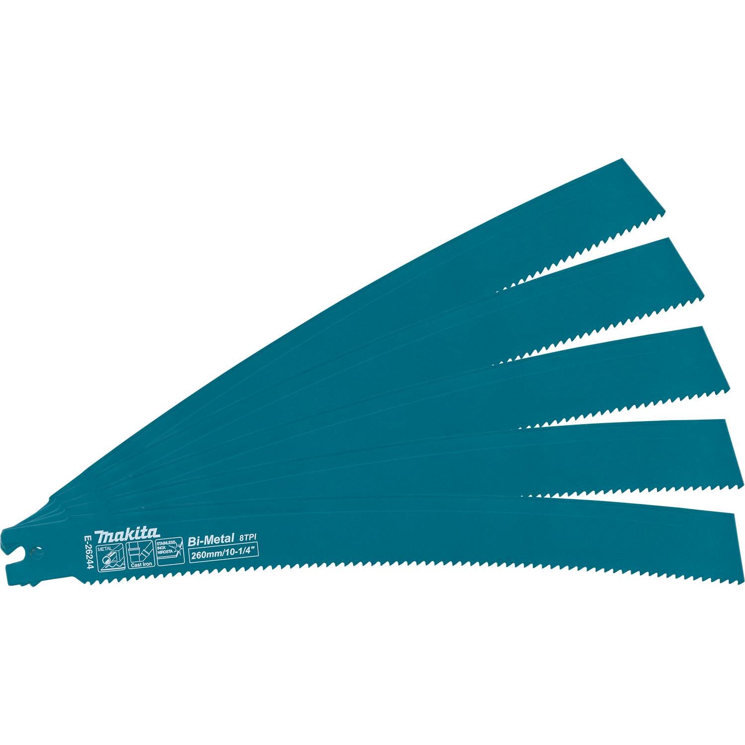 Makita E-26244 10-1/4" Curved Metal Pipe Cutting Recipro Saw Blade, 8TPI, 5/pk, GRJ03