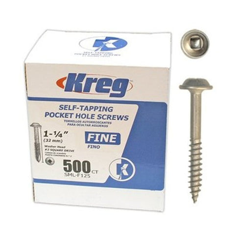 Kreg Pocket Screws - 1-1/4", #7 Fine, Washer-Head, 500ct - Ace Tool Group - Kreg