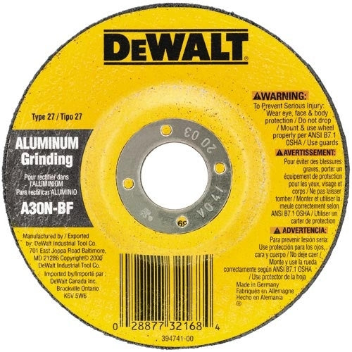 Dewalt Dw8404 4-1/2" X 1/4" X 7/8" Aluminum Grinding Wheel (25) - Ace Tool Group - DeWalt