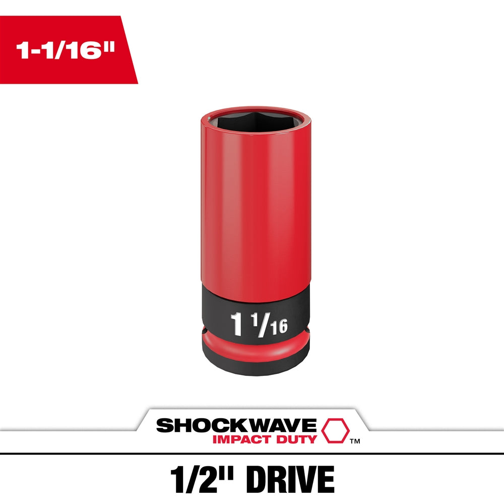 Milwaukee 49-66-7815 SHOCKWAVE Impact Duty 1/2 Drive 1-1/16" SAE Lug Nut Wheel Socket - Ace Tool Group - Milwaukee