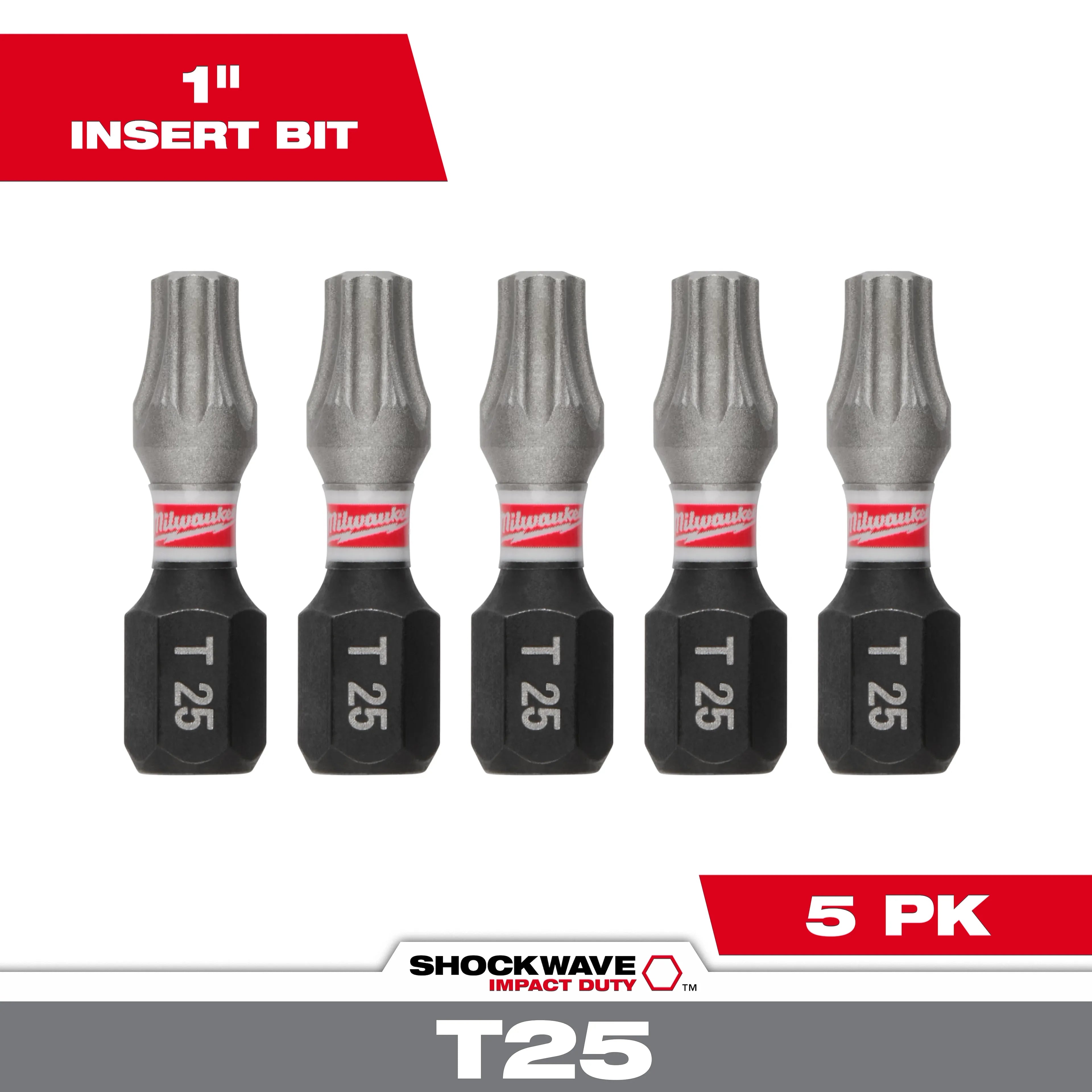 Milwaukee 48-32-4636 SHOCKWAVE 1 in. T25 Impact Driver Bits 5PK 3 Pack - Ace Tool Group - Milwaukee