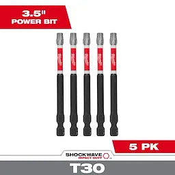 Milwaukee 48-32-4289 SHOCKWAVE 3.5 in. Impact TorxÂ® T30 Impact Driver Bit 3 Pack - Ace Tool Group - Milwaukee