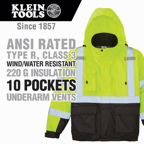 Klein Tools 60501 High-Visibility Bomber Jacket, 2XL - Ace Tool Group - Klein