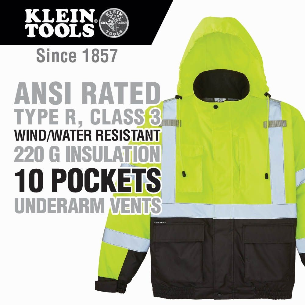 Klein Tools 60364 High-Visibility Bomber Jacket, L - Ace Tool Group - Klein