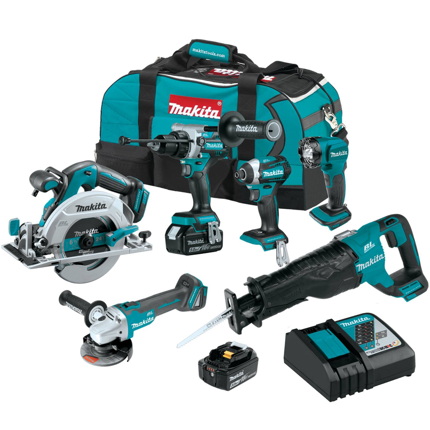 Makita XT616T 18V LXT® Lithium-Ion Brushless Cordless 6-Pc. Combo Kit (5.0Ah)