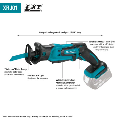 Makita XRJ01Z 18V LXT Li-Ion Cordless Recipro Saw (Tool Only) - Ace Tool Group - Makita