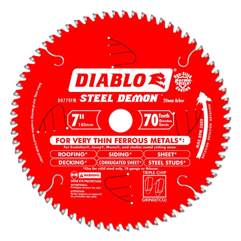 Diablo Tools 7" X 70-Teeth Steel Demon Saw Blade For Thin Metal - Ace Tool Group - Diablo